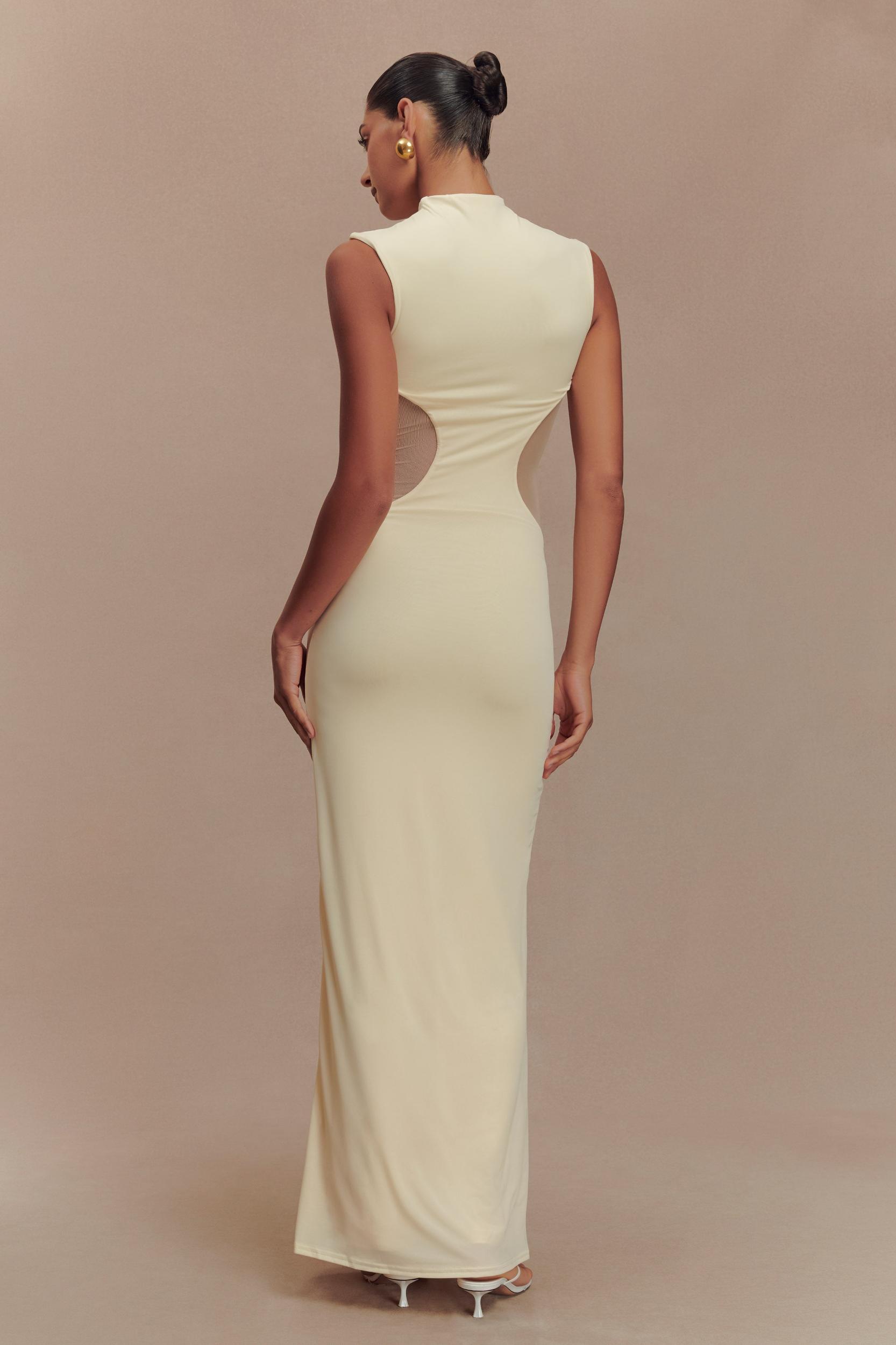 Massie Slinky And Mesh Maxi Dress - Lemon Product Image