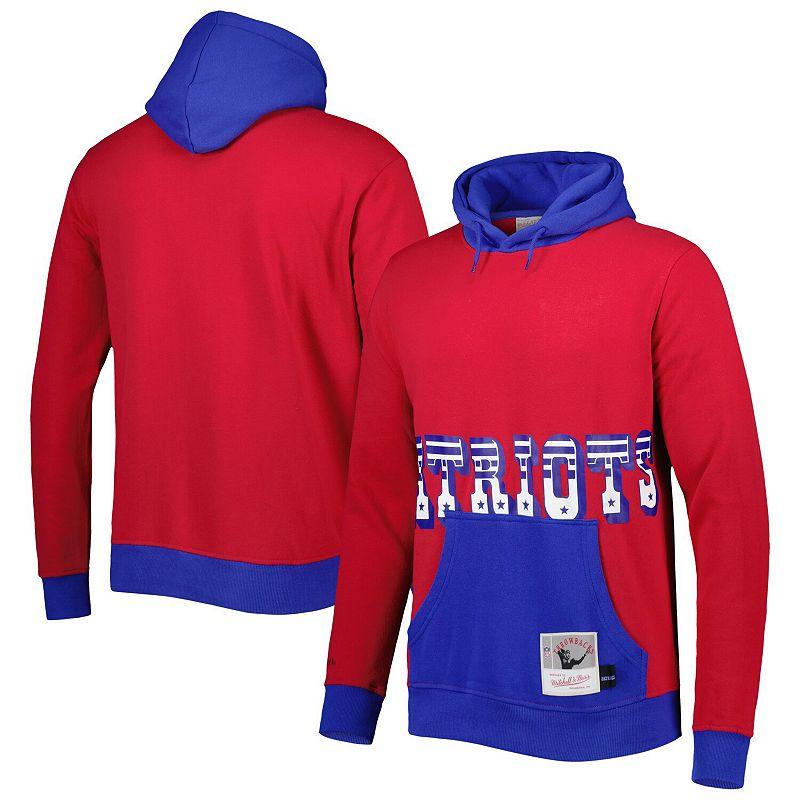Men's Mitchell & Ness Red New England Patriots Big Face 5.0 Pullover Hoodie,  Product Image