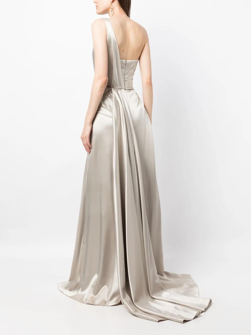one-shoulder embroidered gown Product Image