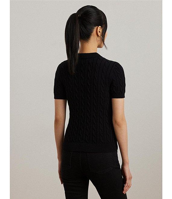 Lauren Ralph Lauren Cable Knit Polo Collar Short Sleeve Shirt Product Image