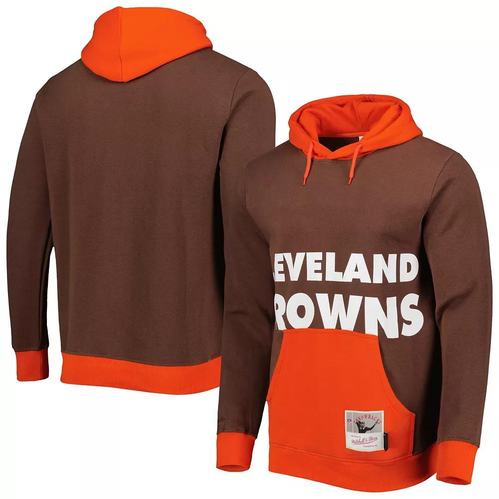 Men's Mitchell & Ness Brown Cleveland Browns Big Face 5.0 Pullover Hoodie, Size: Large Product Image