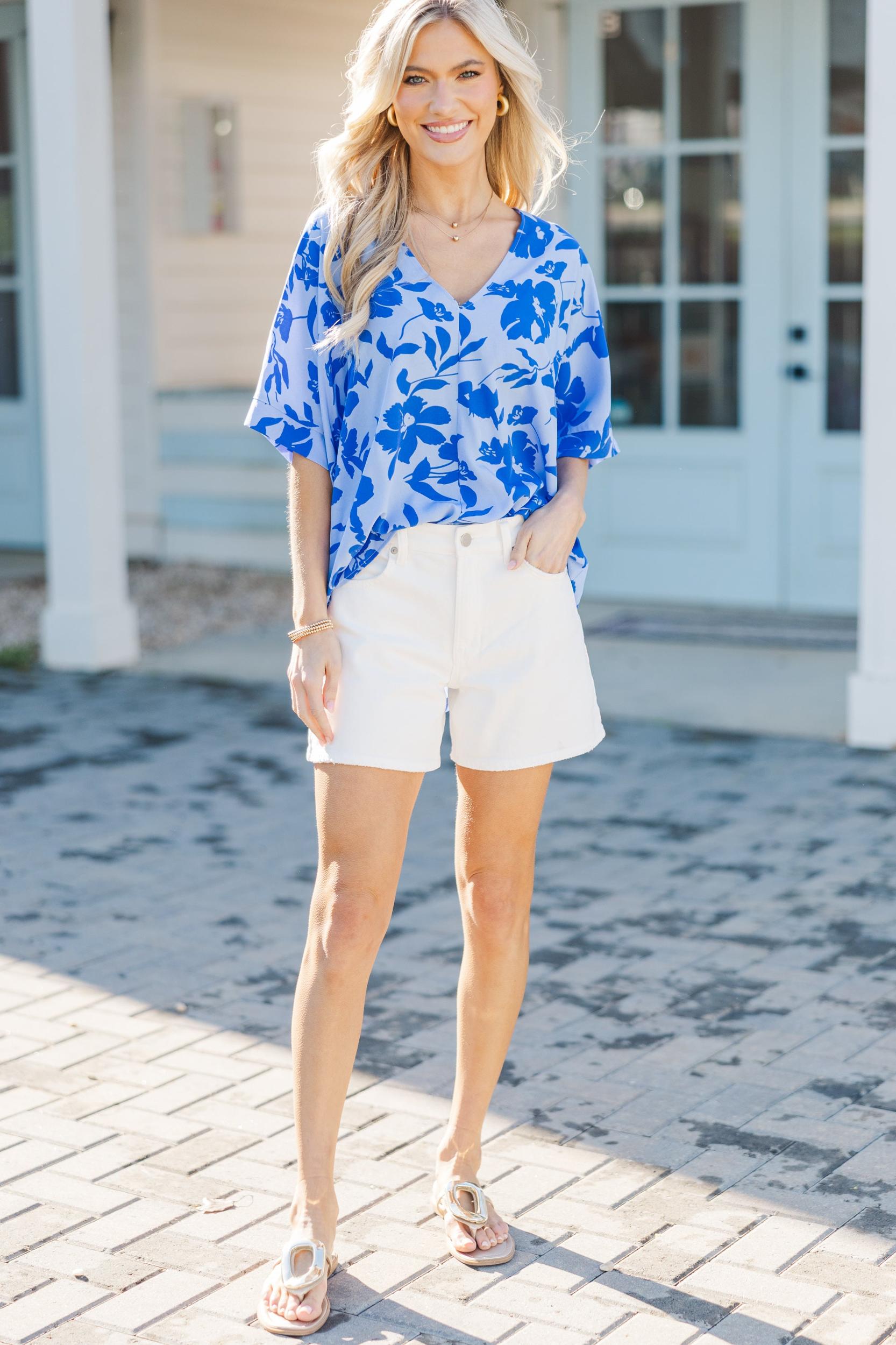 By The Garden Blue Floral Top Female Product Image