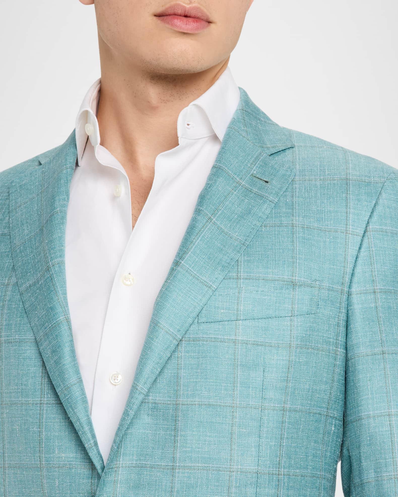 Men's Cashmere, Silk and Linen Windowpane Sport Coat Product Image