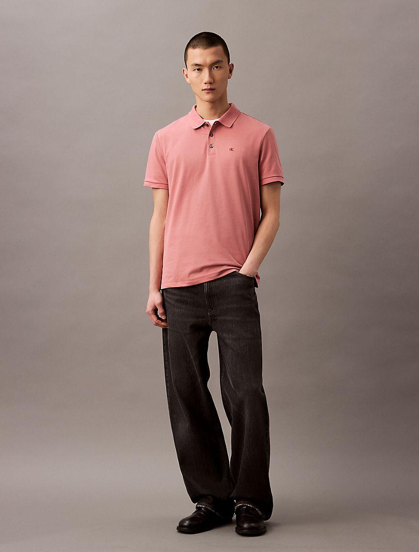 Smooth Cotton Blend Monogram Logo Polo Shirt Product Image