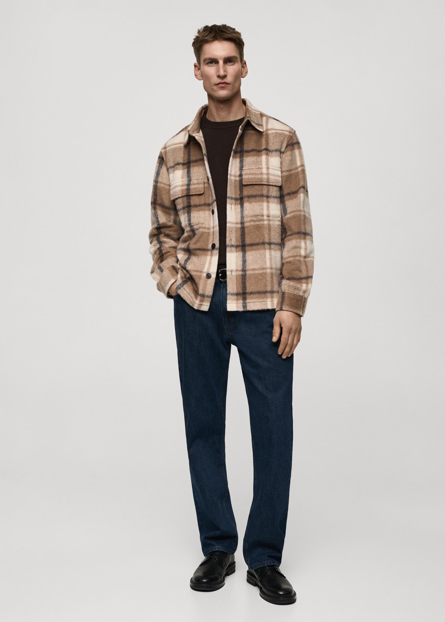 Check flannel textured overshirt - Men | MANGO USA Product Image