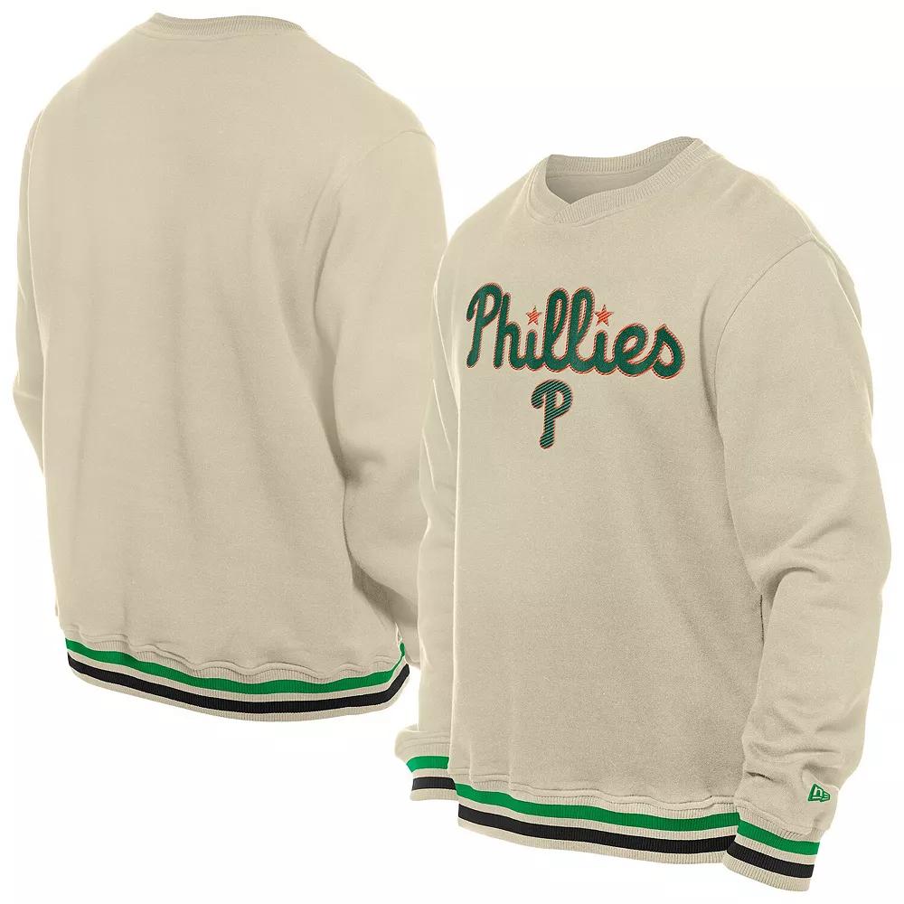 Men's New Era  Cream Philadelphia Phillies St. Patrick's Day Twill Pullover Sweatshirt, Size: Large, Beige Product Image