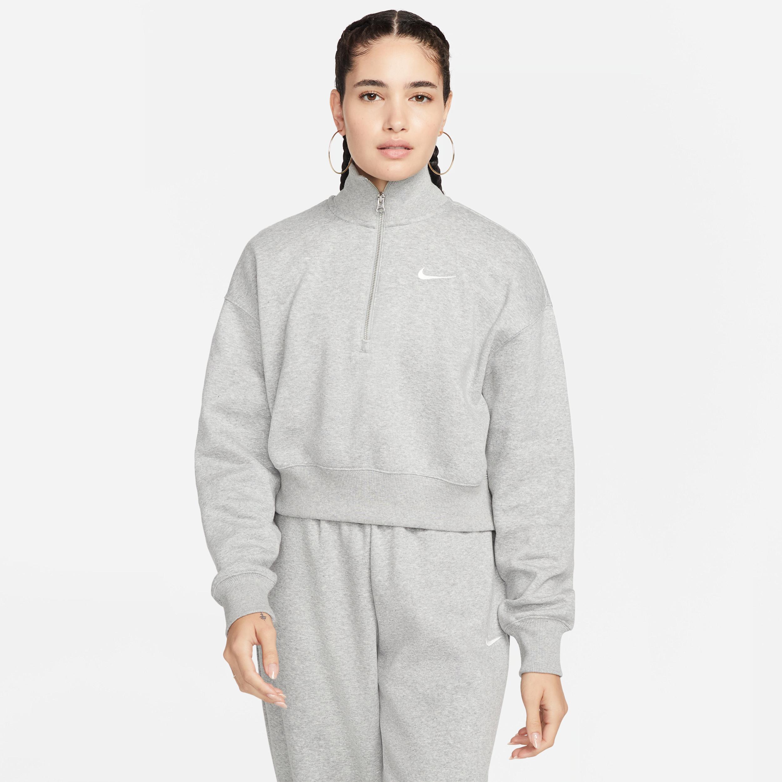 Womens Nike Sportswear Phoenix Fleece 1/4-Zip Cropped Sweatshirt | DQ5767-063 Product Image