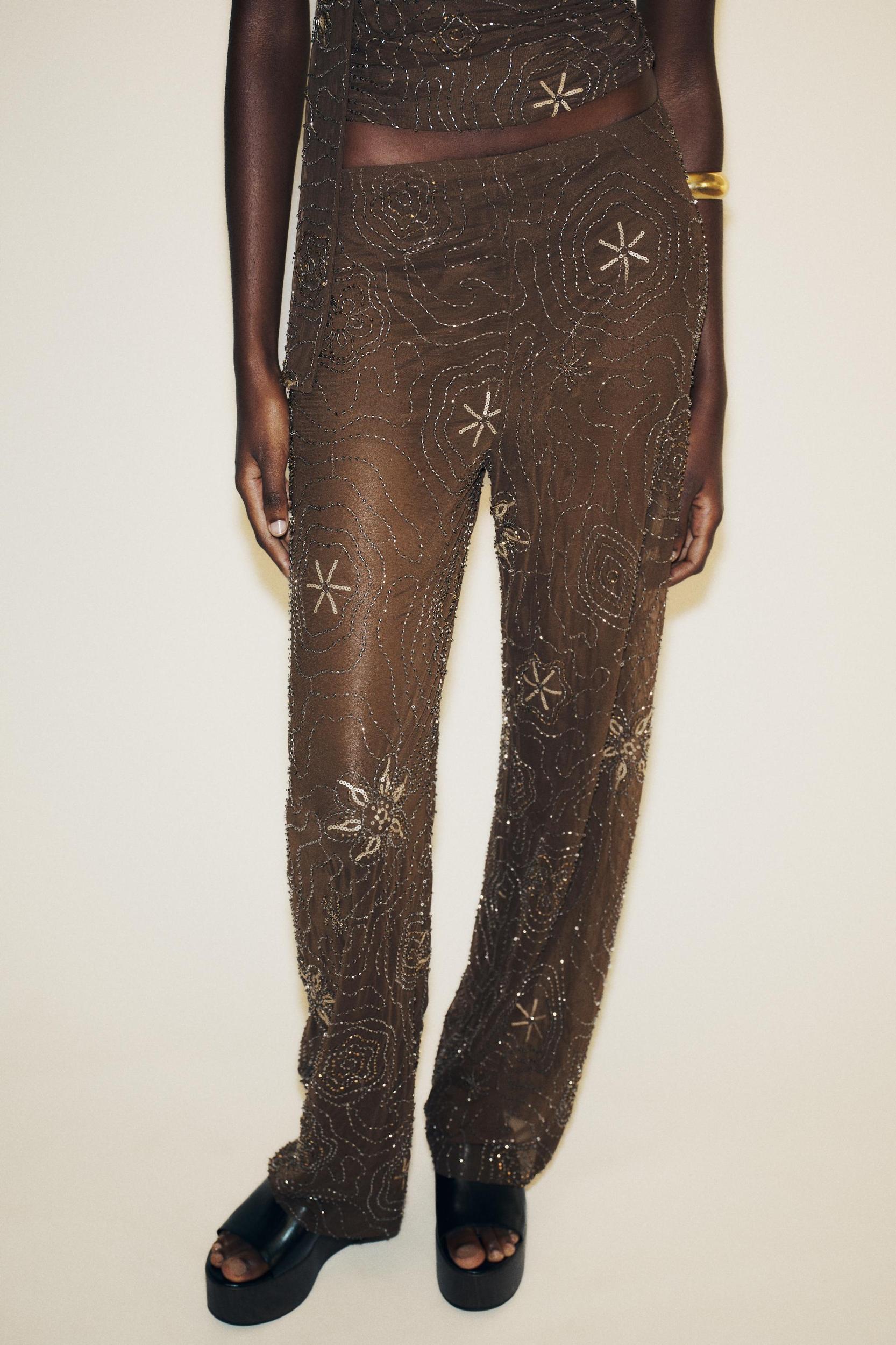 BEADED SEQUIN PANTS Product Image