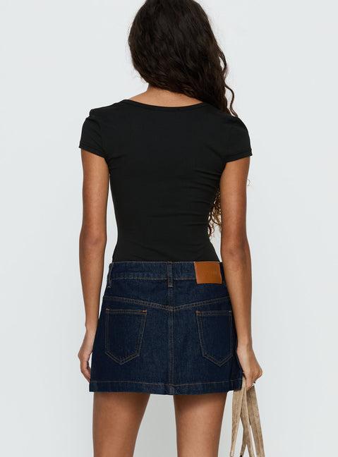 Nicolina Low Rise Denim Mini Skirt Raw Denim Product Image