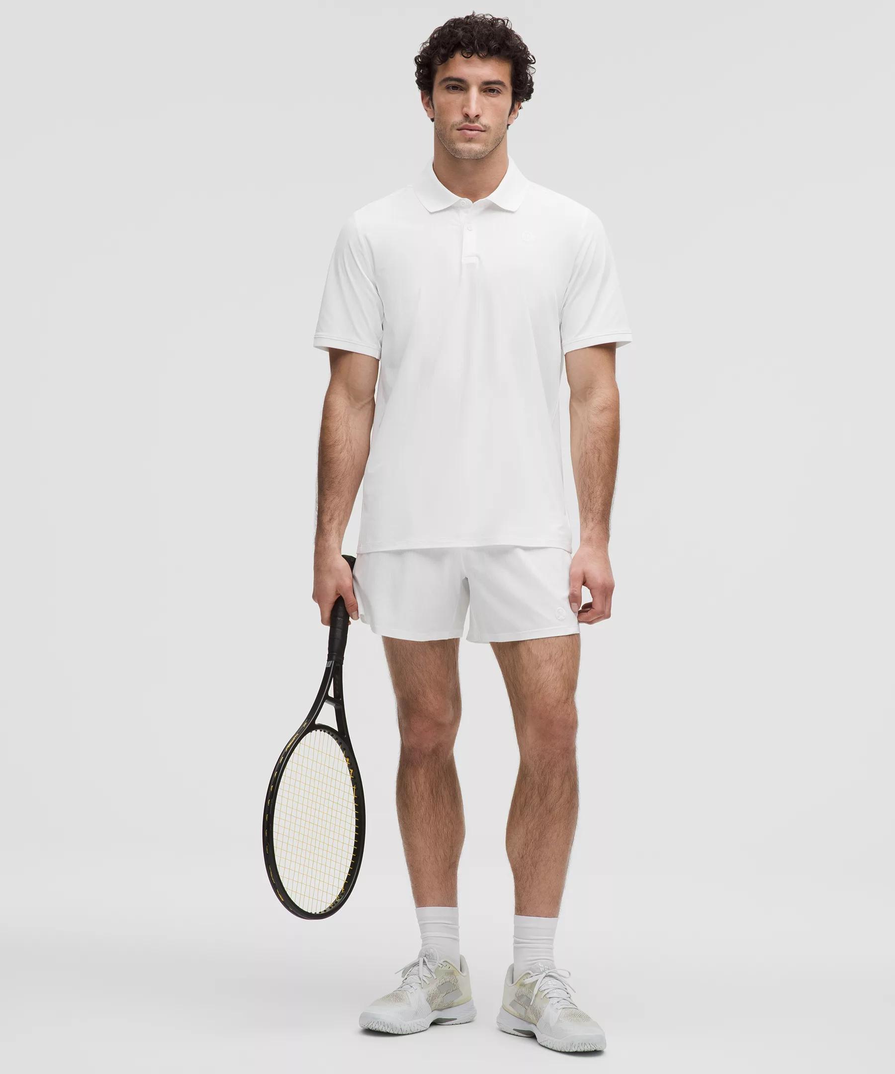 UV-Protective Striped Mesh Tennis Polo Shirt Product Image