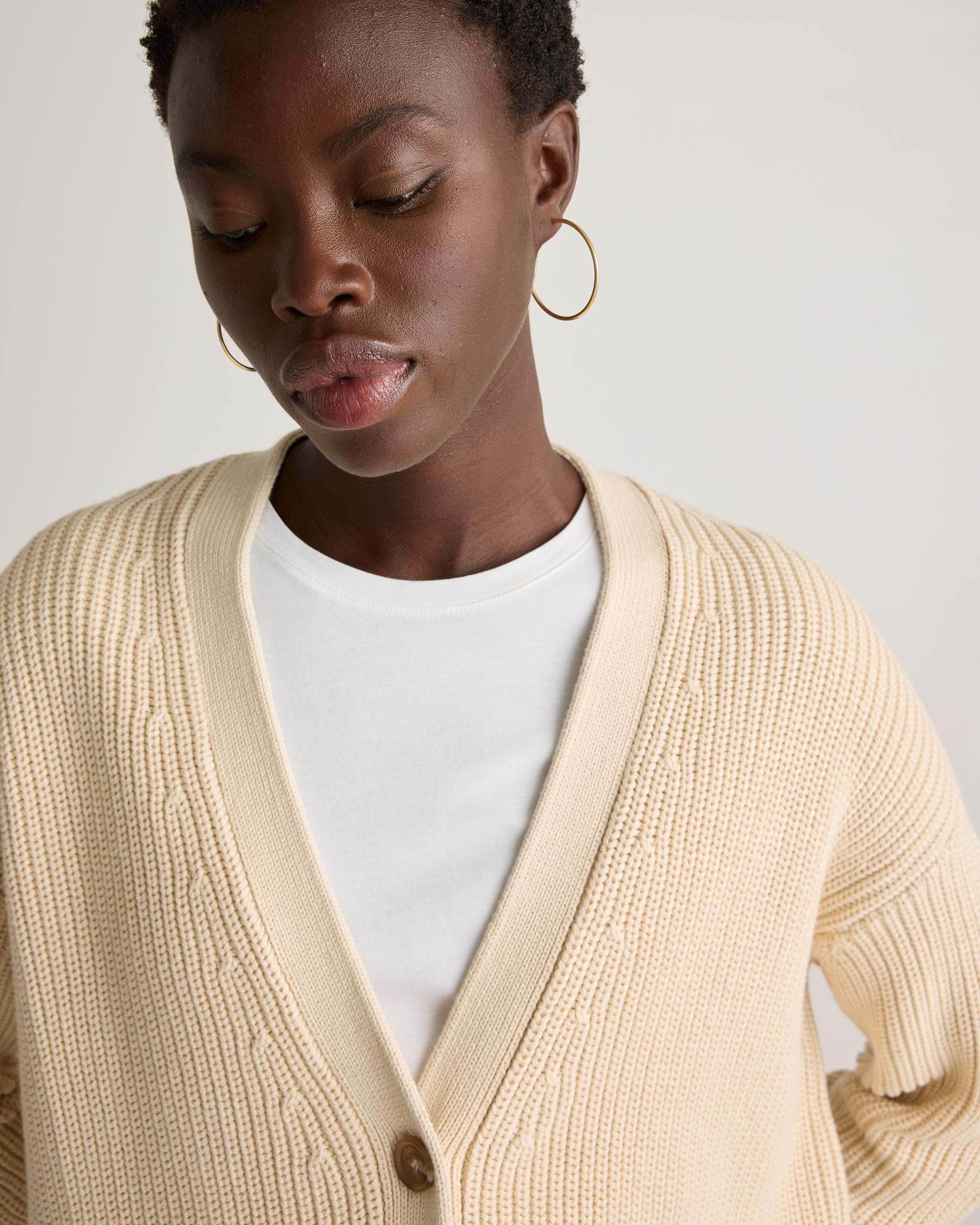Quince | Women's OverSized Boyfriend Cardigan Sweater Organic Cotton Product Image