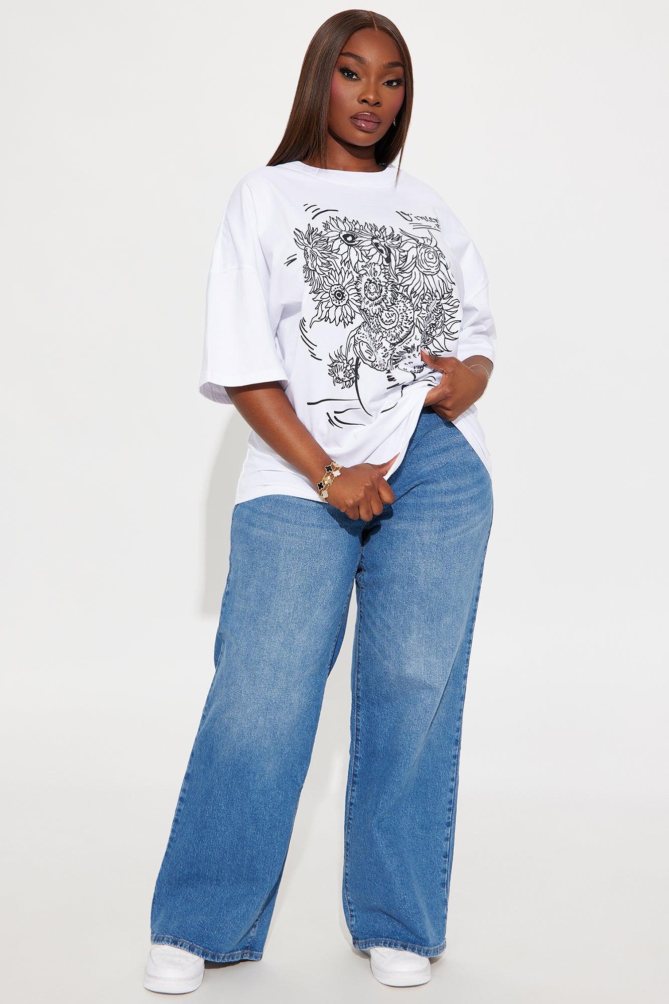 Van Gogh Sunflowers Washed Tee - White Female Product Image