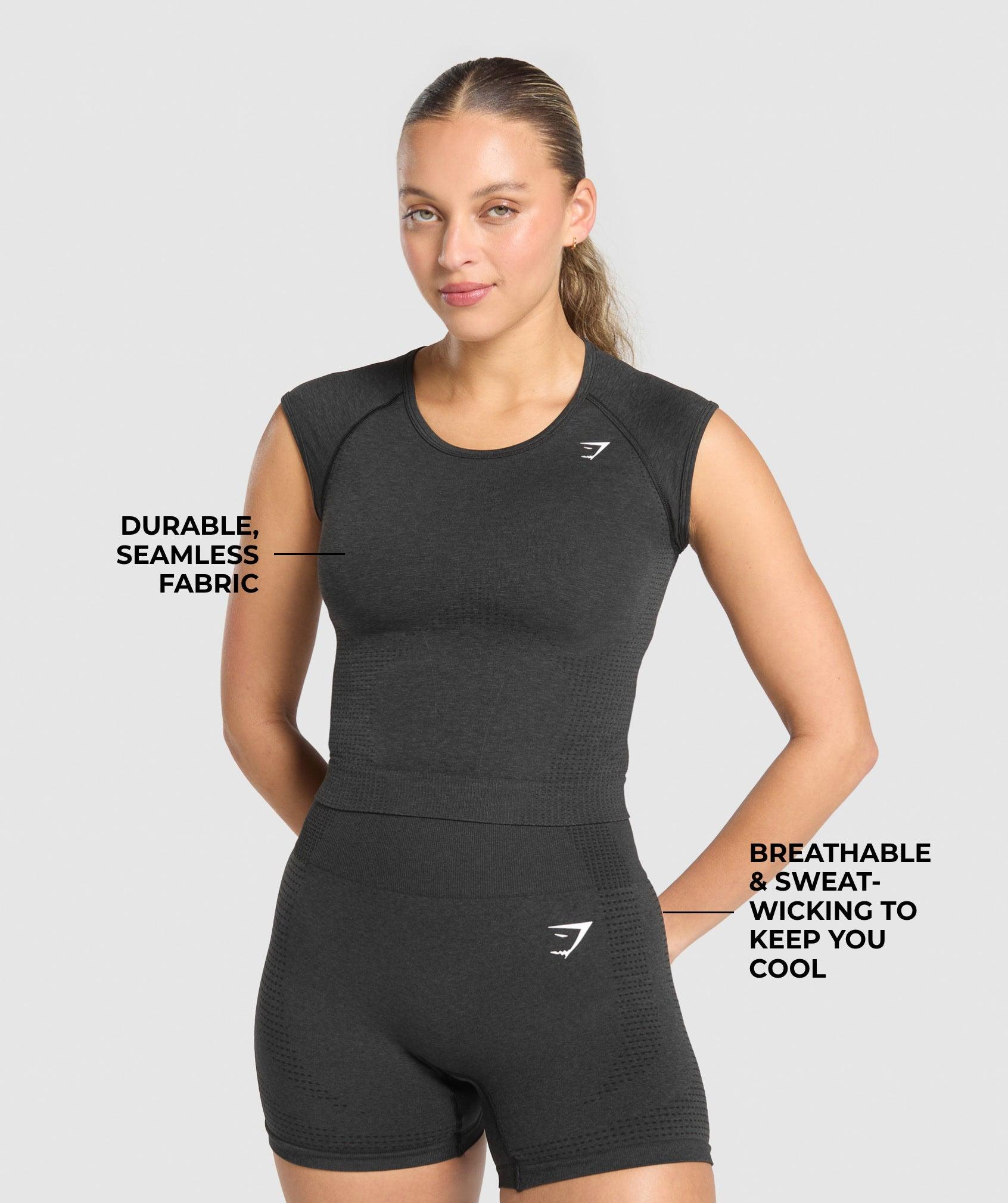 Gymshark Vital Scoop Neck Top - Black Marl Female Product Image