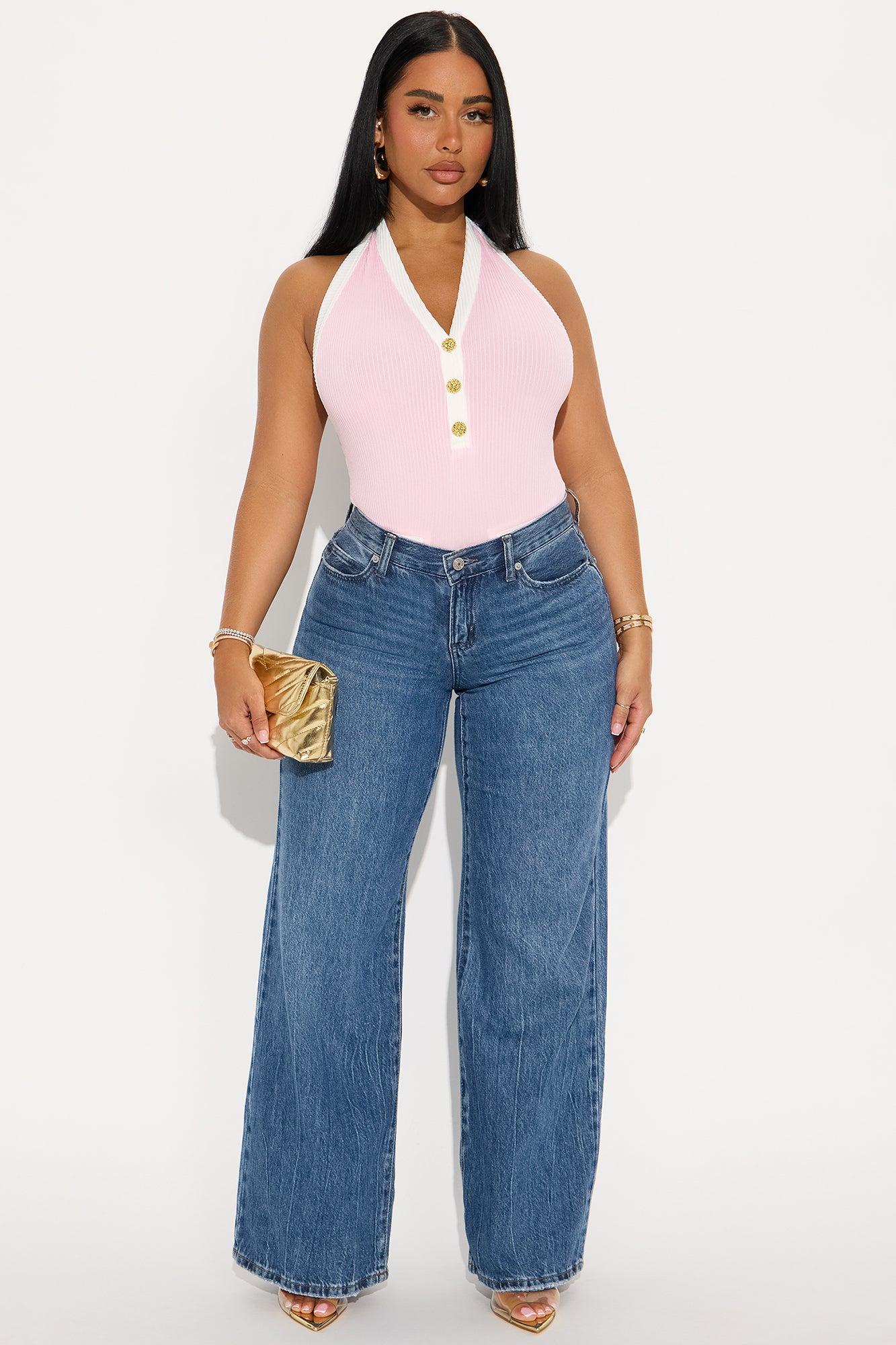 High Class Contrast Bodysuit - Pink/combo Female Product Image