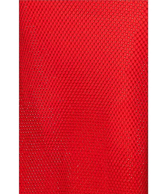 Betsy & Adam Mesh Rhinestone Halter Neck Sleeveless Sheath Gown Product Image