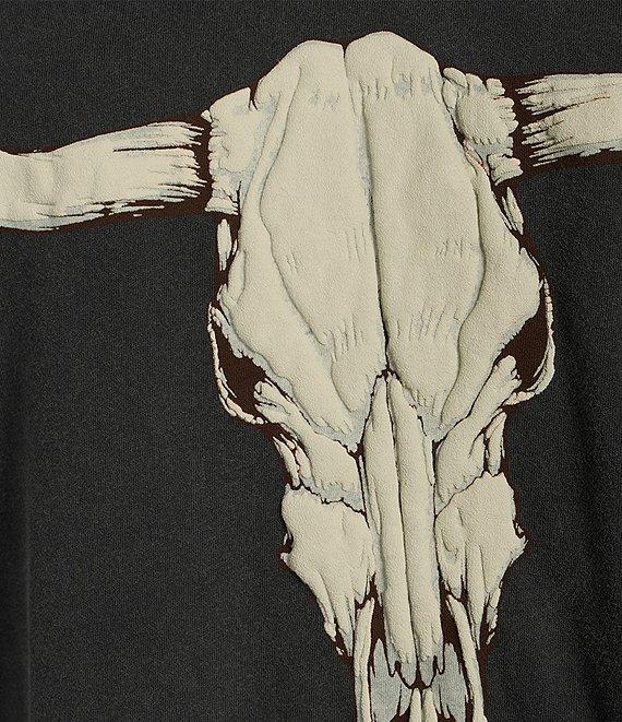 Zutter Knit Puffed Longhorn Bone Western Crew Neck Short Sleeve Oversized Graphic Tee Shirt Product Image