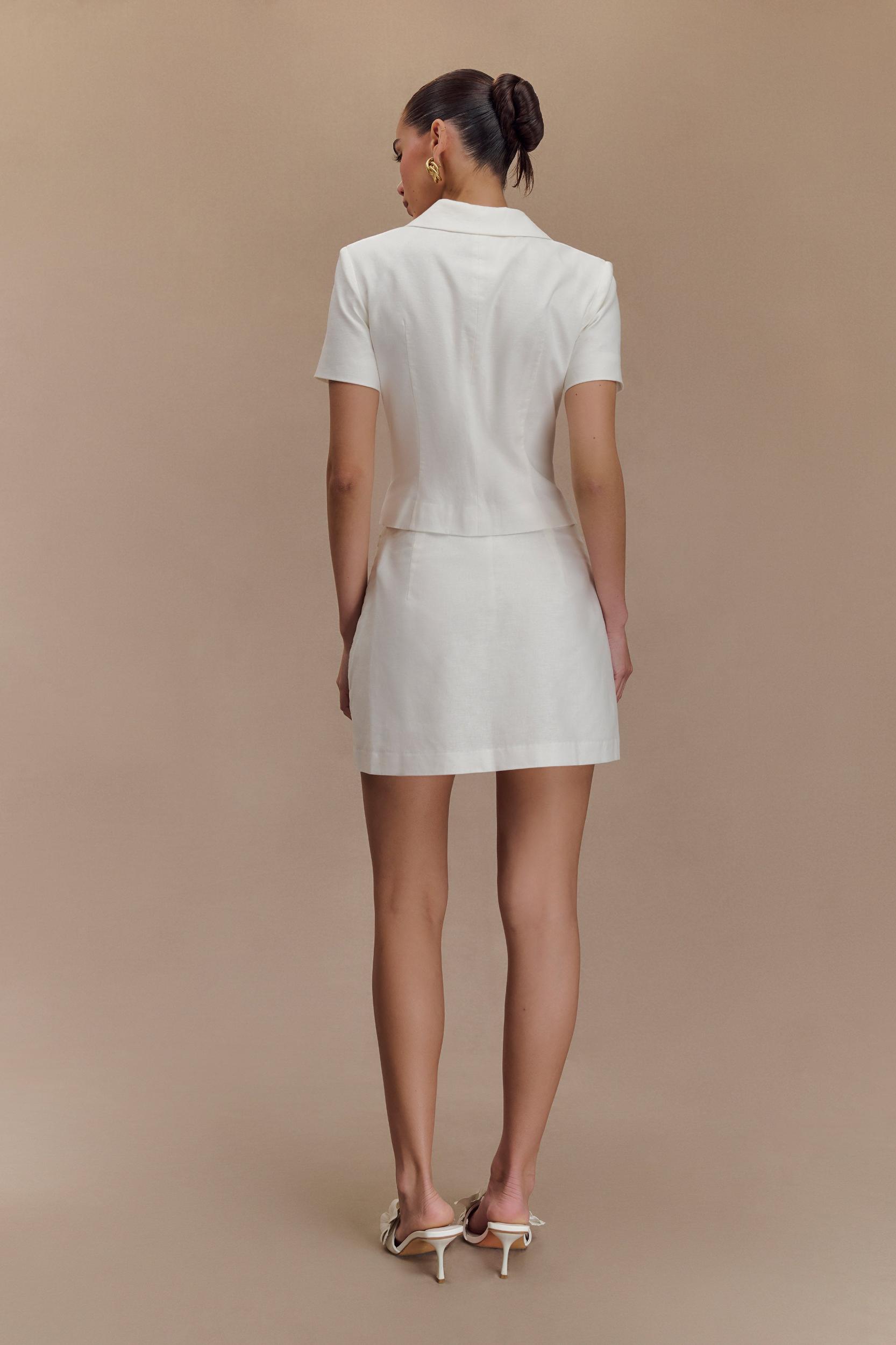 Ciara Linen Mini Skort - White Product Image