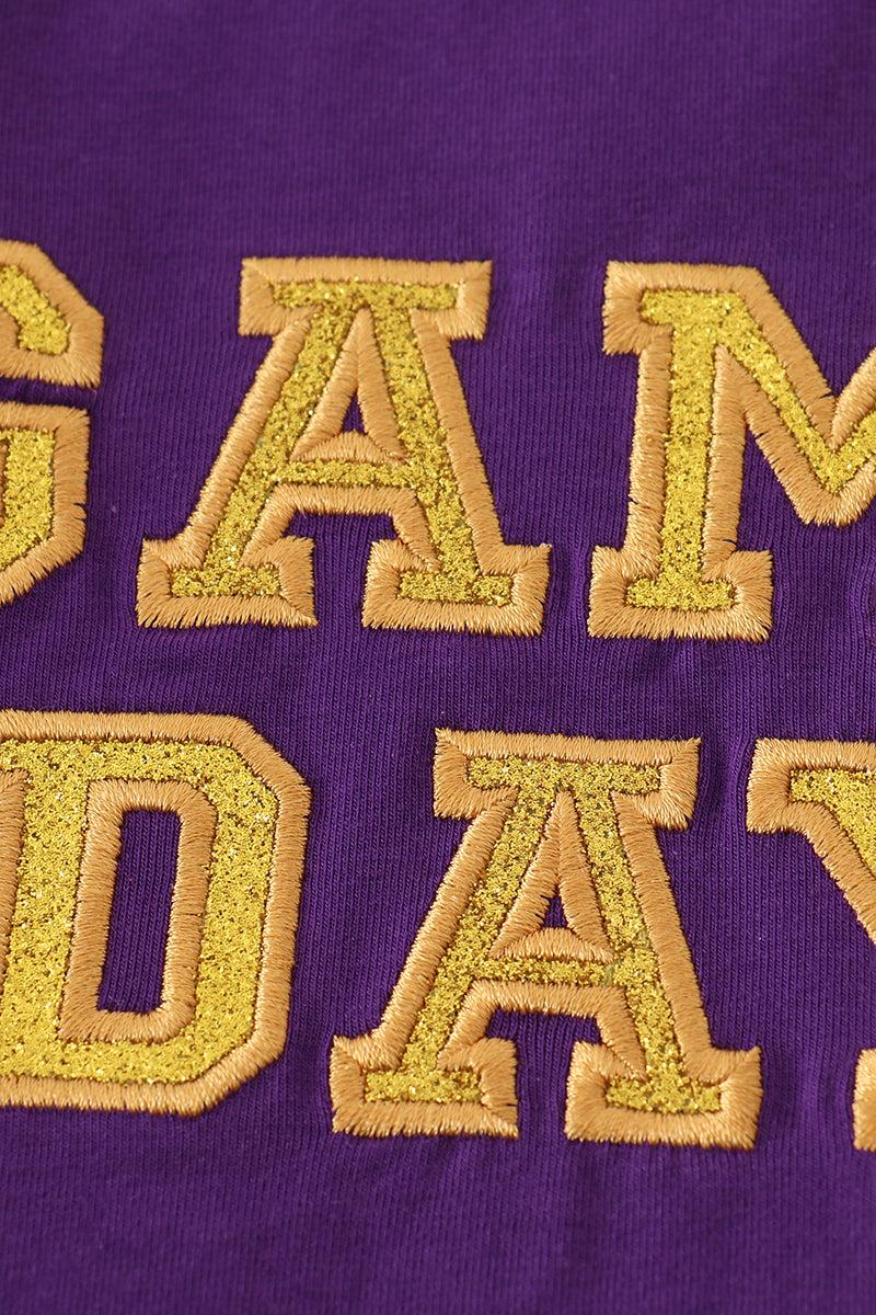 Purple gold LSU GAME DAY glitter shorts set Product Image