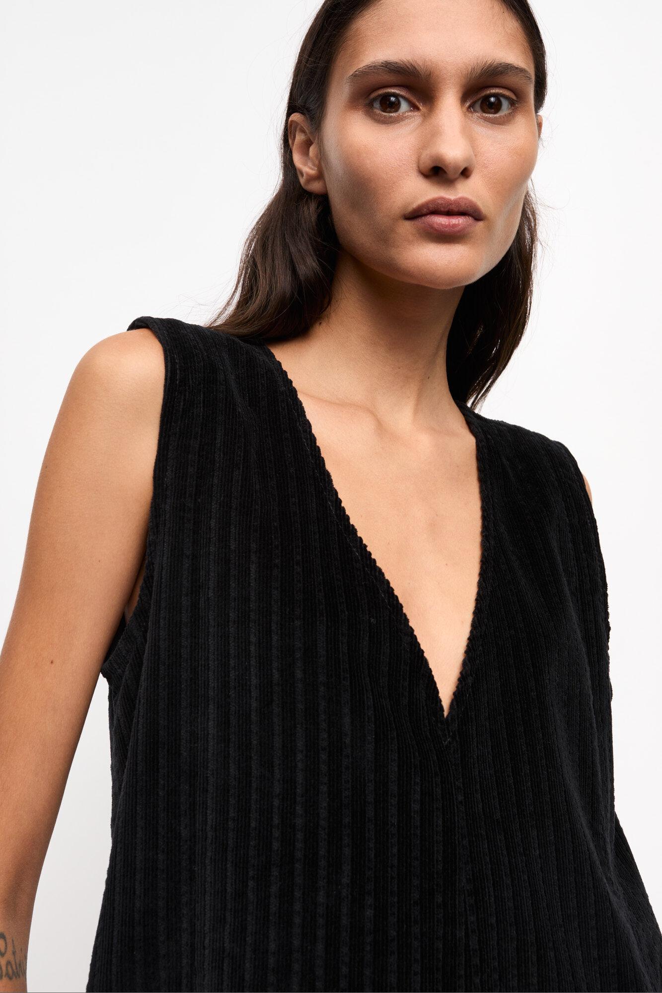 Black Corduroy Mini Dress Product Image