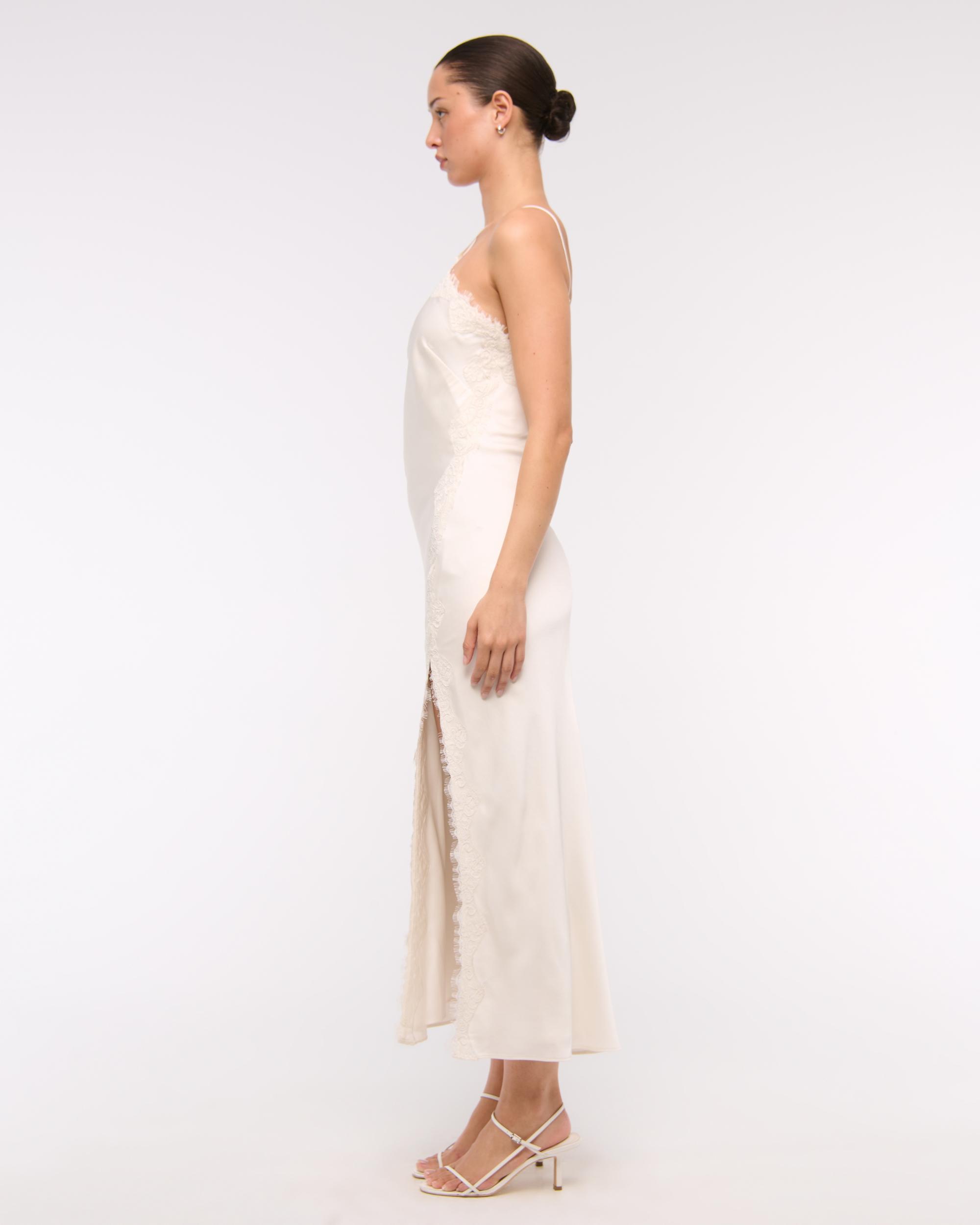 High Neck Lace Trim Midi Dress Product Image