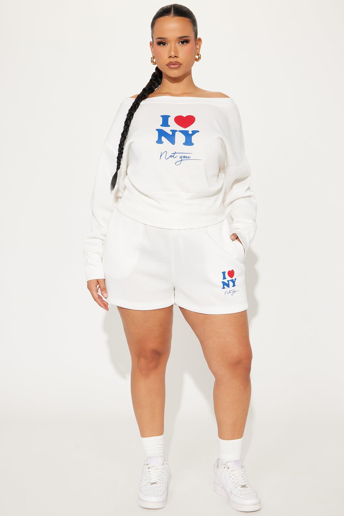 I Love NY Off Shoulder Sweatshirt - Ivory Product Image