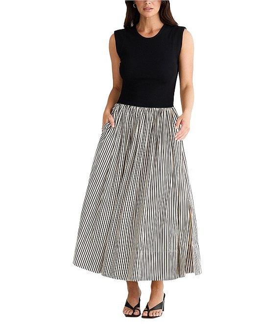 Brave + True Daphne Striped Sleeveless Crew Neck Maxi Dress Product Image