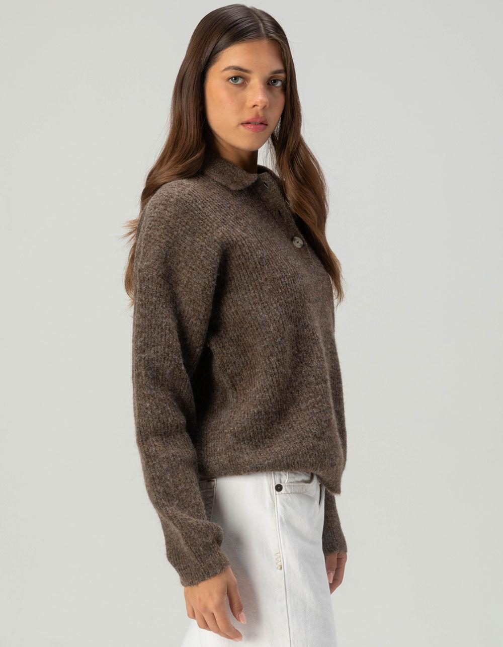 BDG Urban Outfitters Lofty Knit Womens Rugby Sweater - CHOCOLATE Product Image