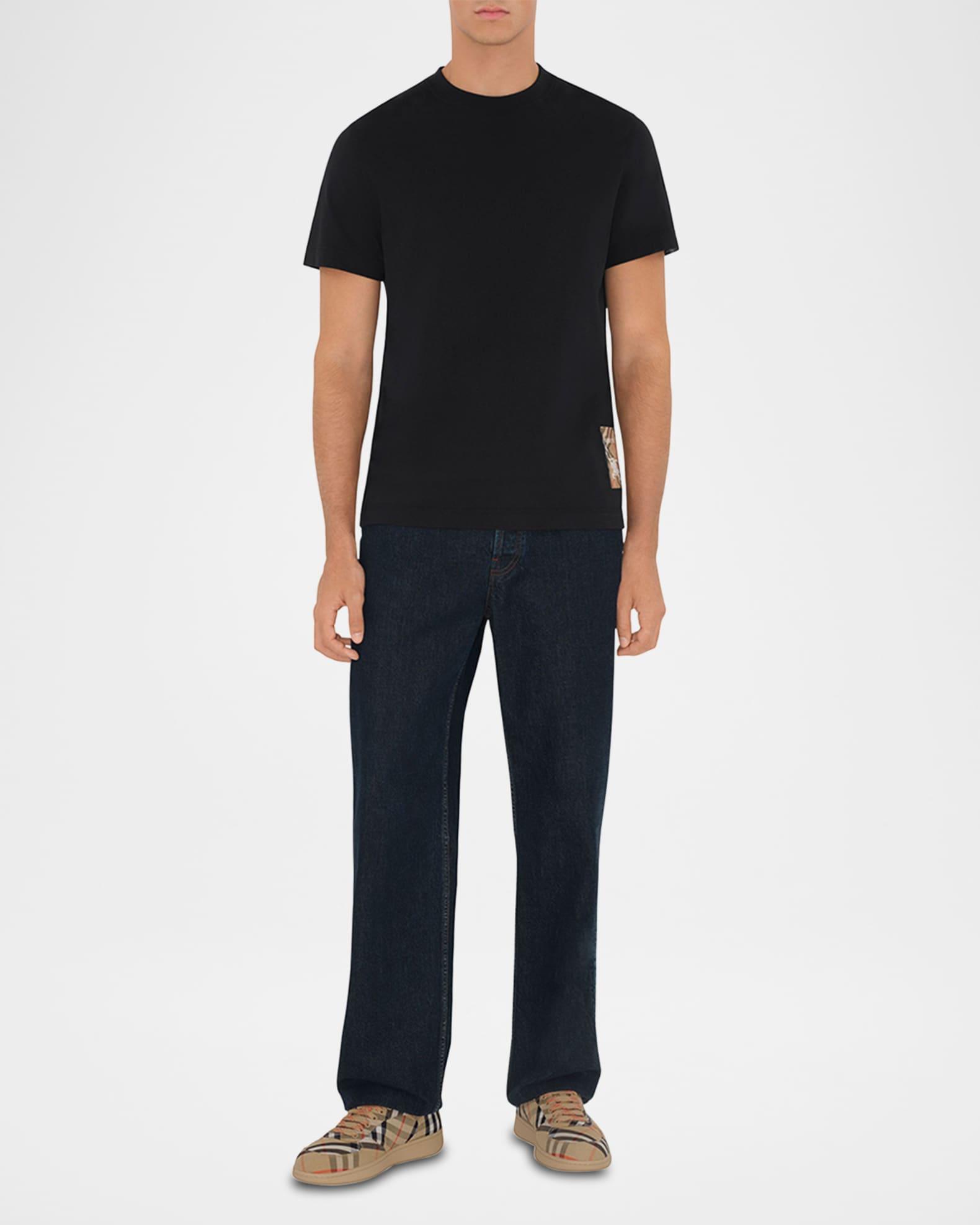 Mens Check Label Cotton Crewneck T-Shirt Product Image