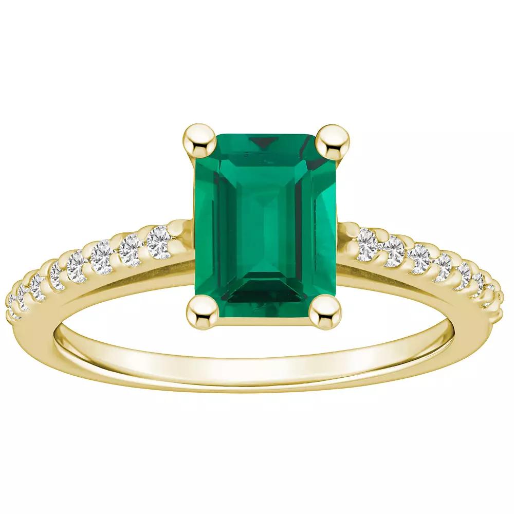Alyson Layne 10k Gold Emerald Cut Gemstone 1/5 Carat T.W. Diamond Ring, Women's, Created Green Product Image