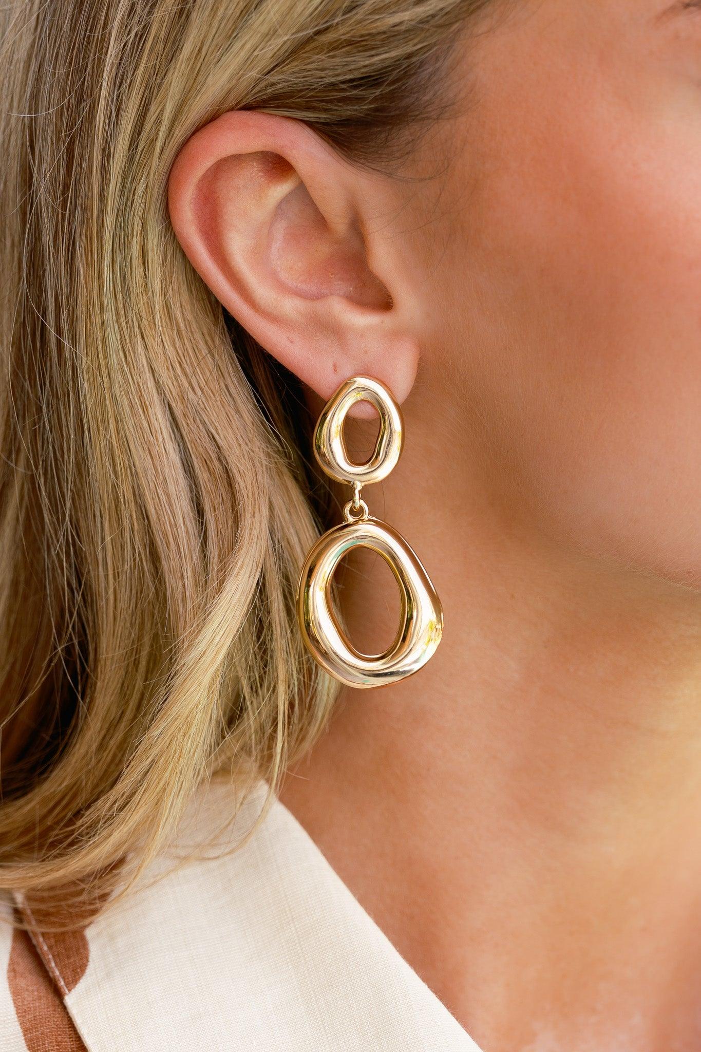 Elegance Without Effort Gold Oval Drop Earrings Product Image