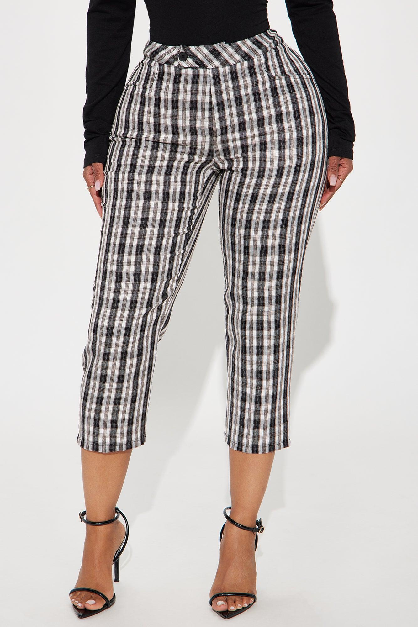 Business As Usual Plaid Capri Pant - Black Product Image