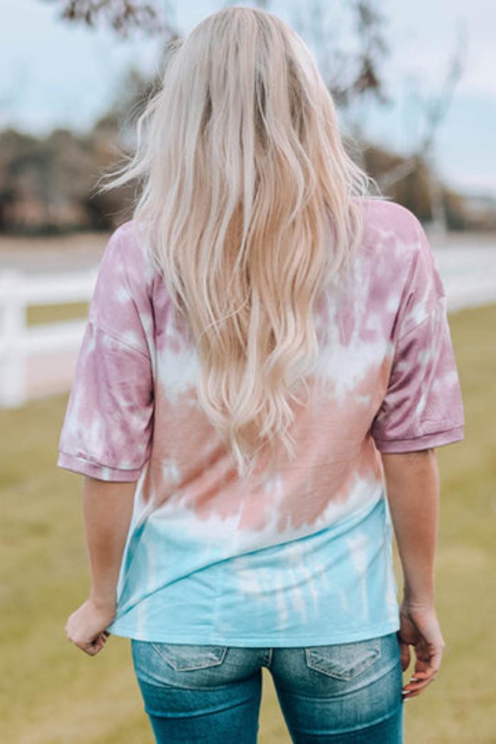 Pink Peach & Blue Tie Dye Tee Product Image