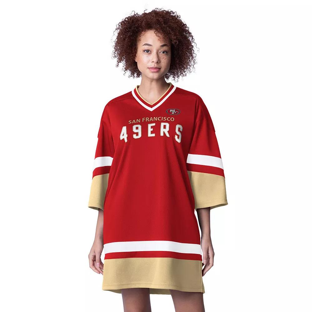 Women's Starter Scarlet San Francisco 49ers Slap Shot 3/4 Sleeve Sneaker Dress, Size: XL, Red Product Image