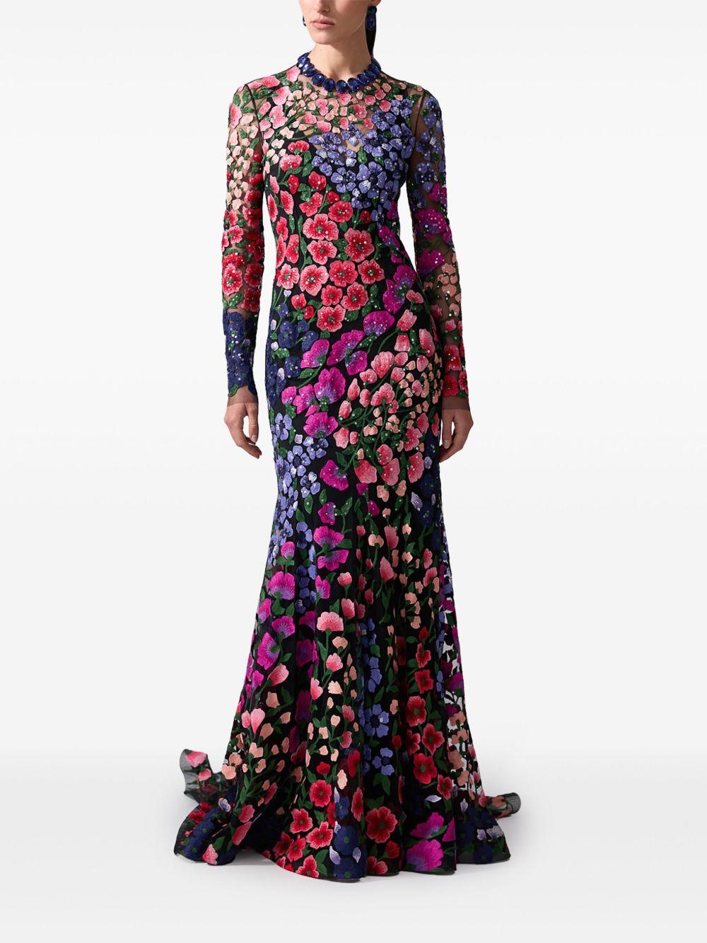 floral-embroidered tulle gown Product Image