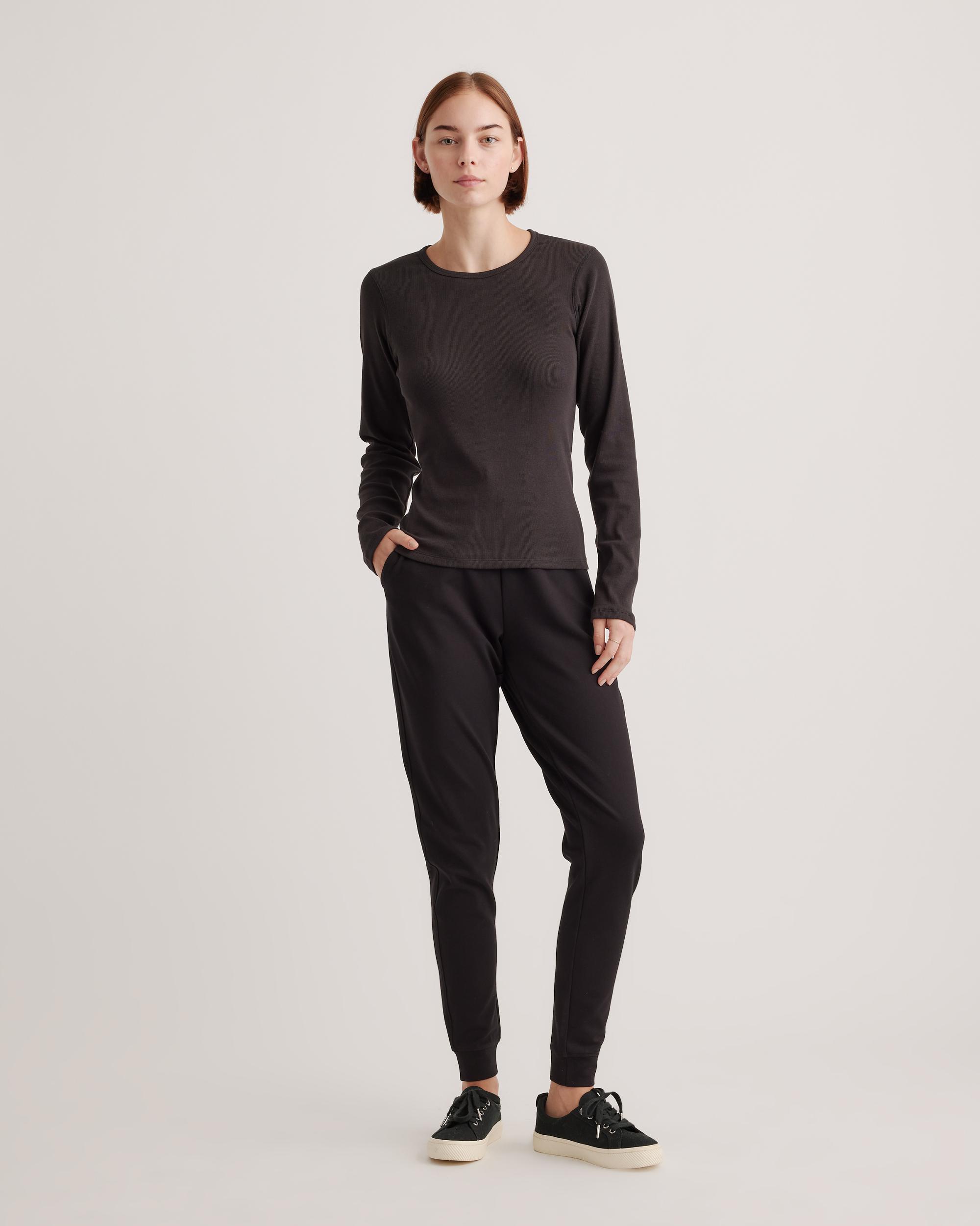 Quince | Women's Micro-Rib Long Sleeve T-Shirt Size XS, Organic Cotton Product Image