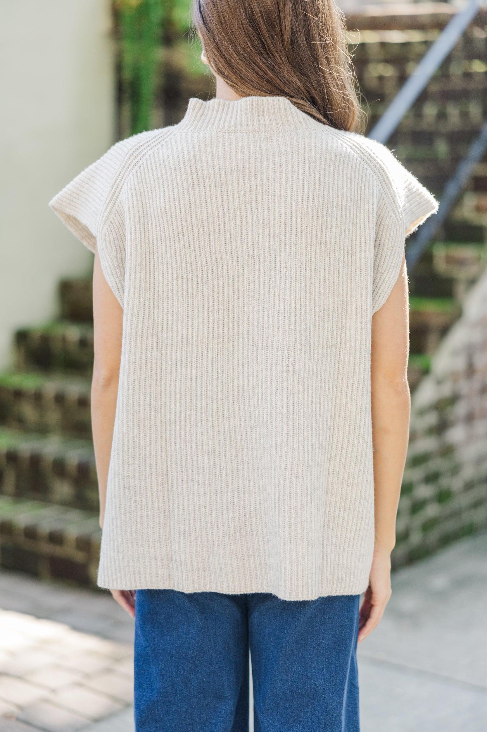 The Slouchy Oatmeal Short Sleeve Sweater Female Product Image