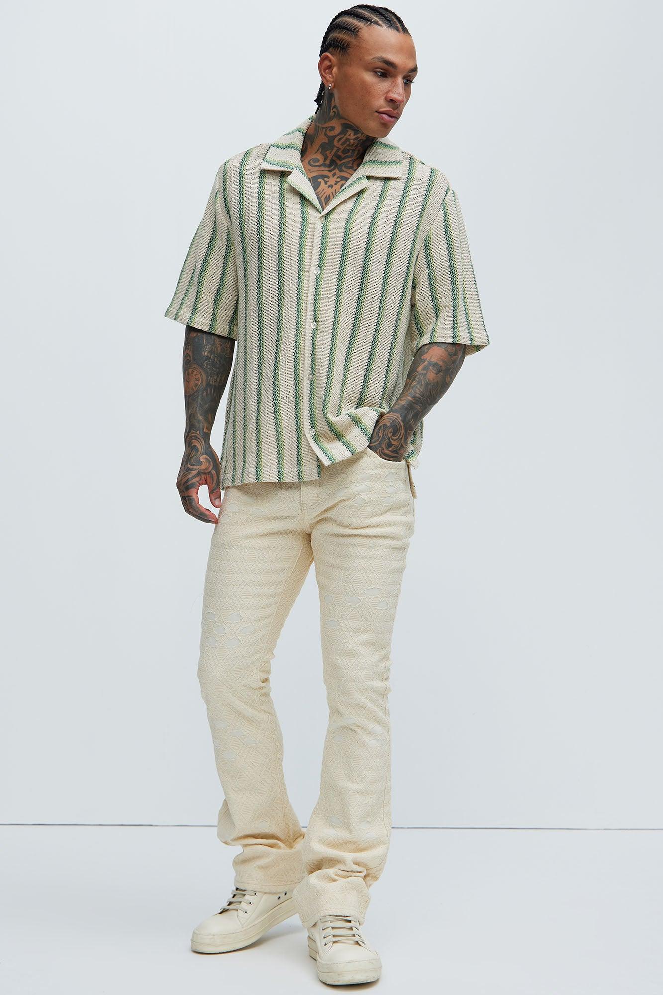 No Trace Just Lace Stacked Skinny Flare Pants - Off White Product Image