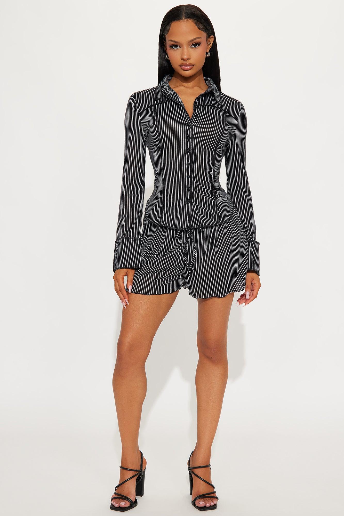 Rory Striped Short Set - Black/combo Product Image