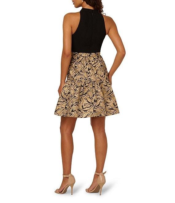 Adrianna Papell Crepe Novelty Sleeveless Halter Neck Short Dress Product Image