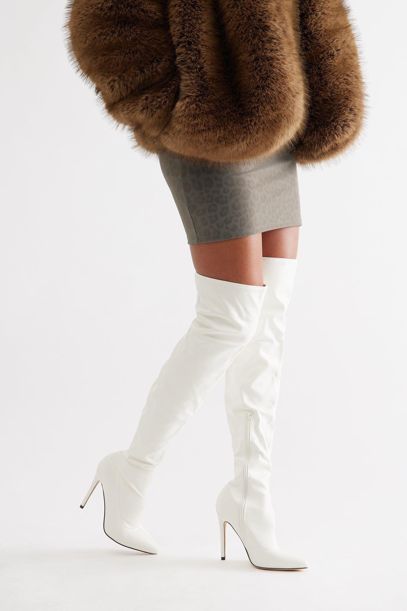 Gyra Thigh High Boots - White Female Product Image