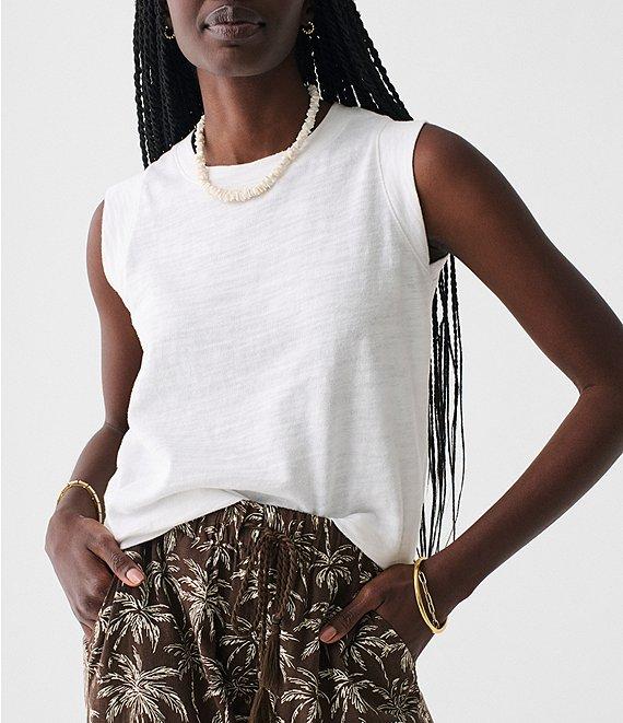 Faherty Sunwash Organic Cotton Slub Knit Crew Neck Sleeveless Muscle Tank Product Image