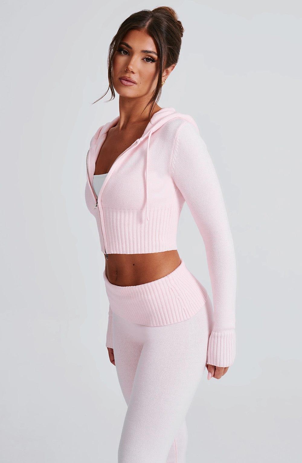 Portia Knit Hoodie - Pink Product Image