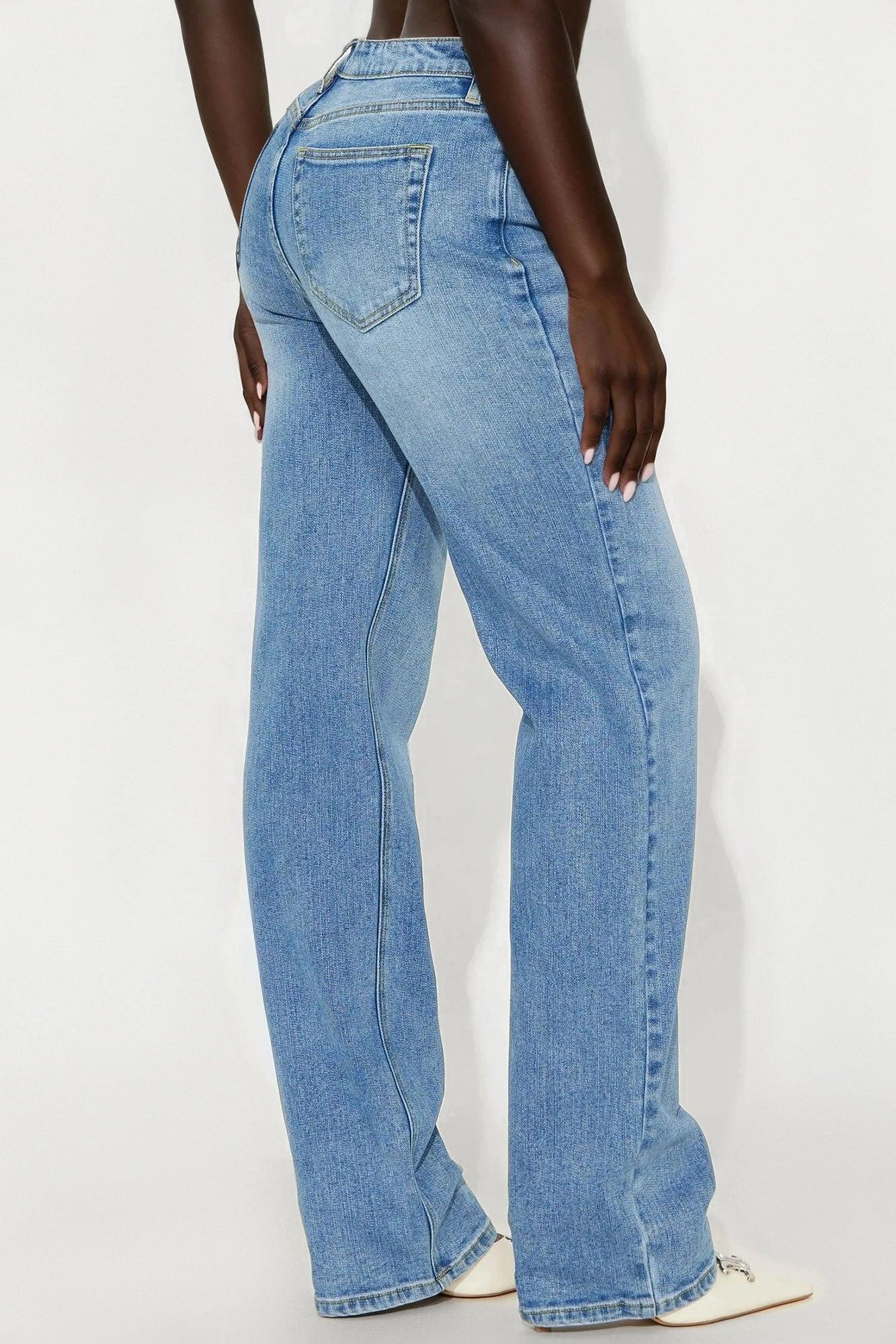 Tall Be Authentic Slouchy Stretch Straight Leg Jeans - Medium Blue Wash Female Product Image