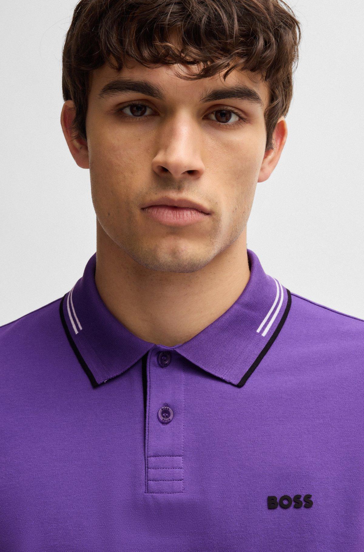 Stretch-cotton slim-fit polo shirt with branding Product Image
