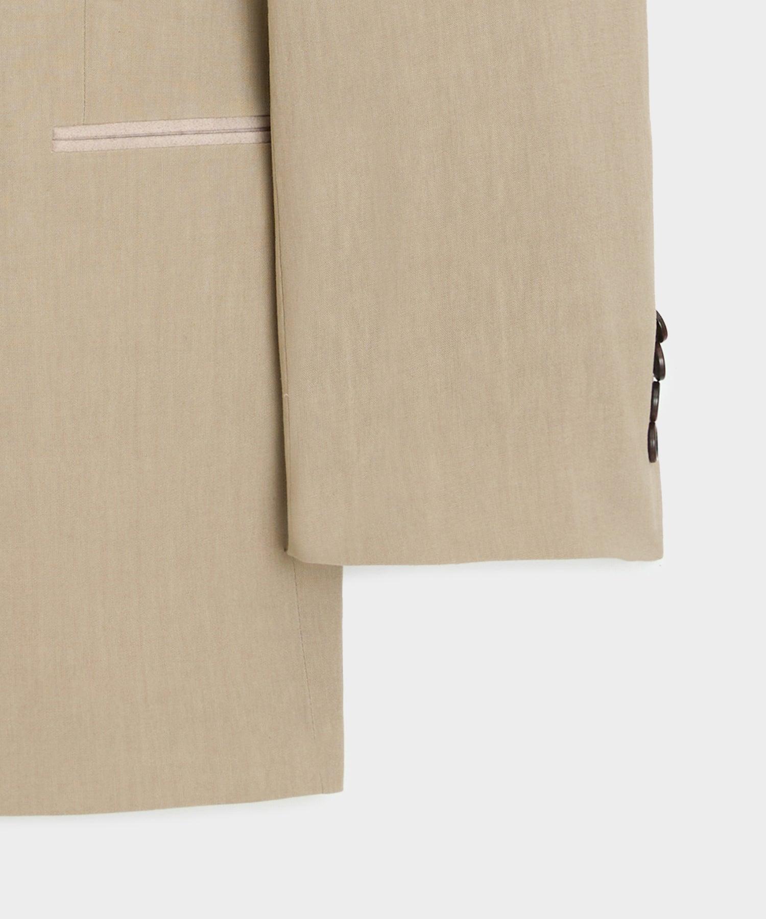 Relaxed Italian Sueded Linen Double-Breasted Tuxedo Jacket Product Image