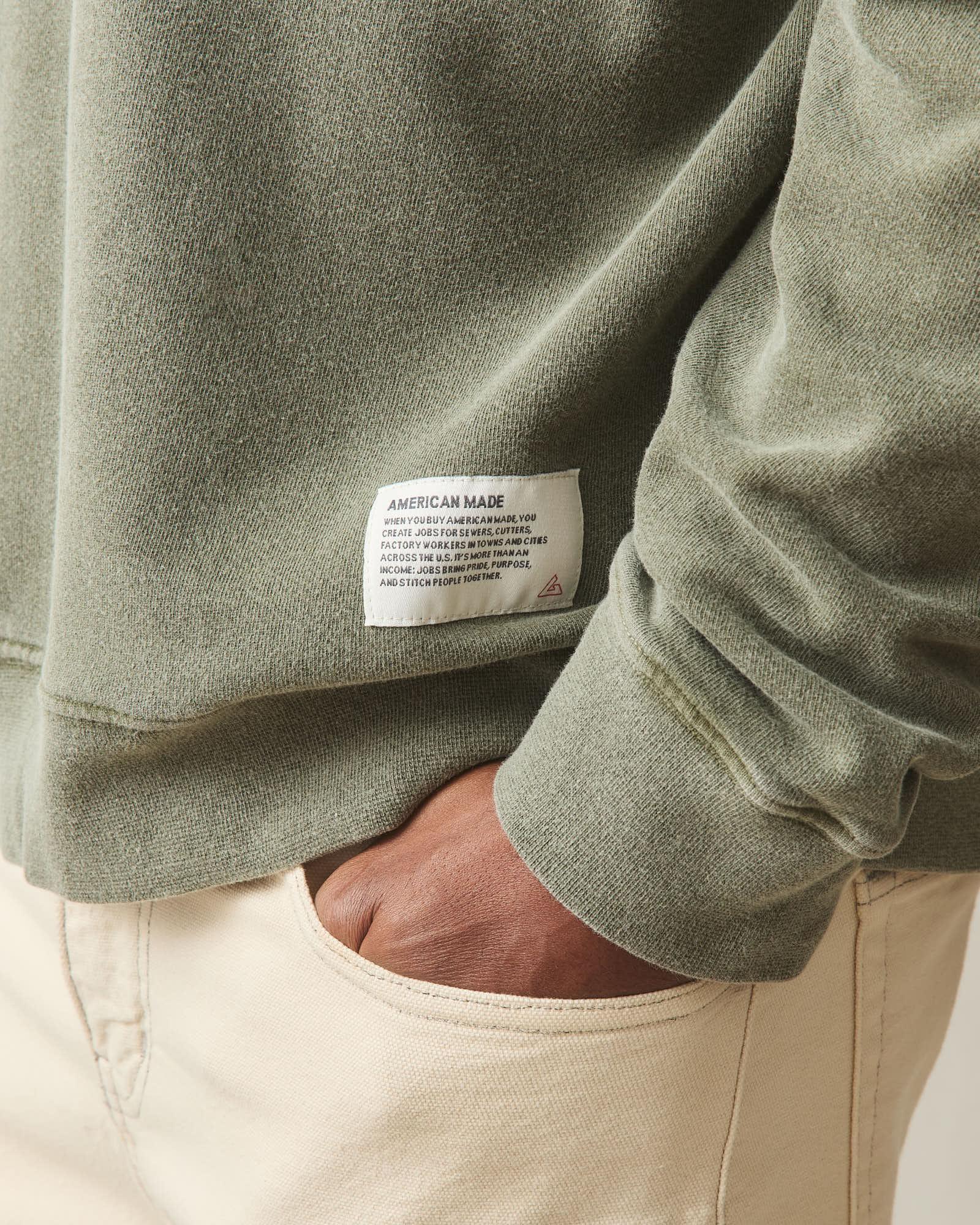 Men's Vintage Washed Relaxed French Terry Crew - Olive Male Product Image