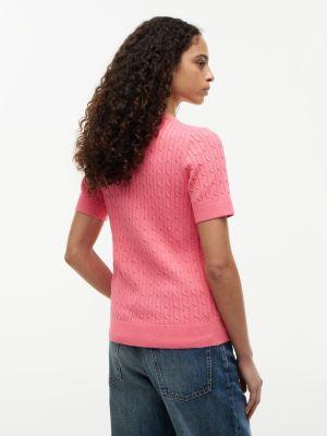Short-Sleeve Cable Knit Sweater Product Image
