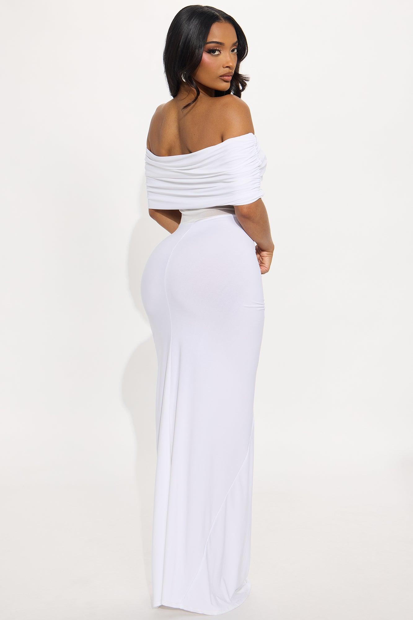 Jesika Ruched Off Shoulder Maxi Dress - White Female Product Image