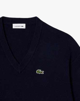 V Neck Cotton Moss Stitch Sweater Product Image