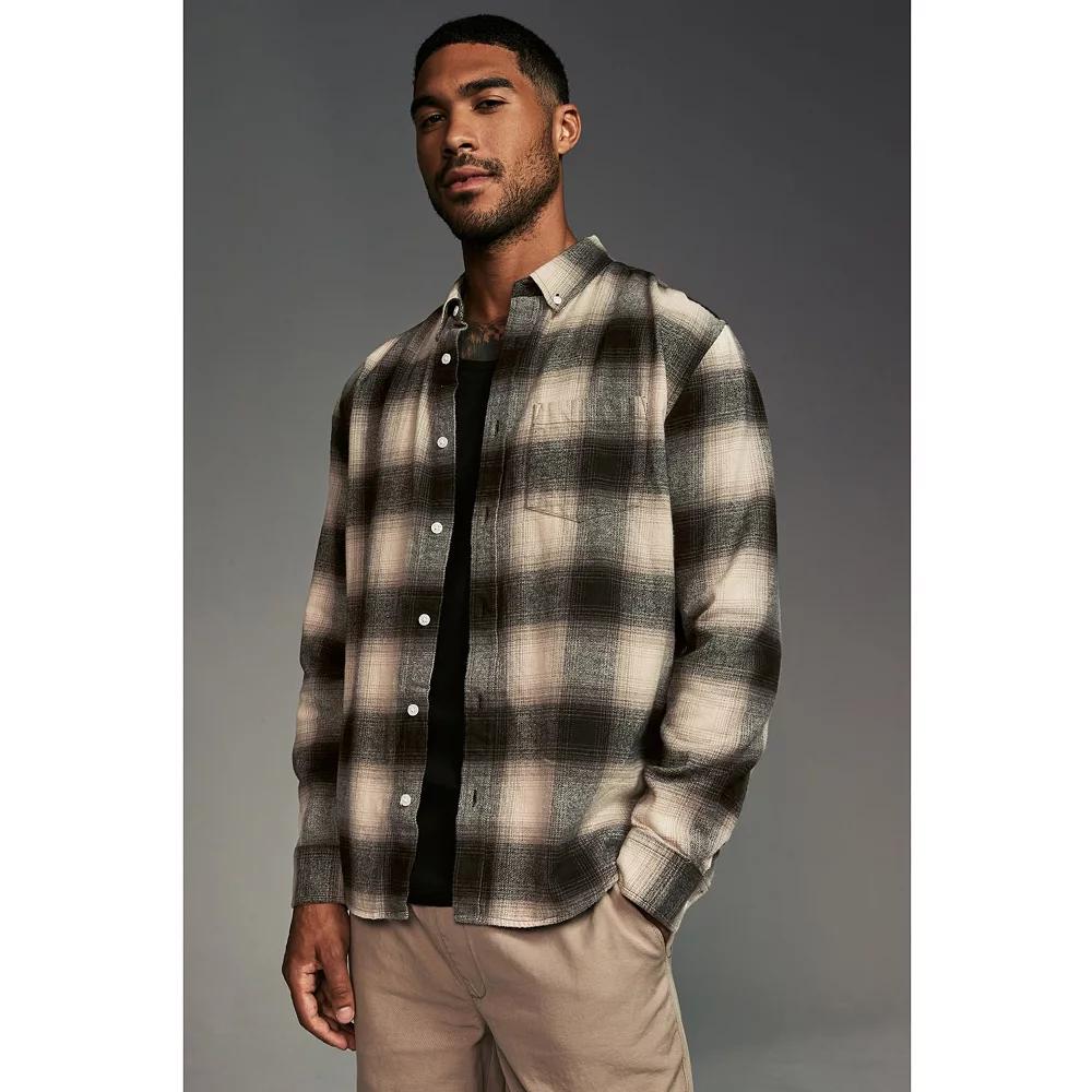 Men's NEXT Long Sleeve Mono Check Shirt, Size: Large, Monochrome Product Image
